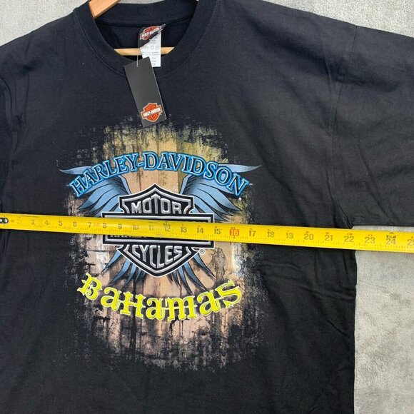 Vintage Harley Davidson Shirt Mens XL Bahamas Skull Flag Double Sided Motorcycle - Picture 4 of 8